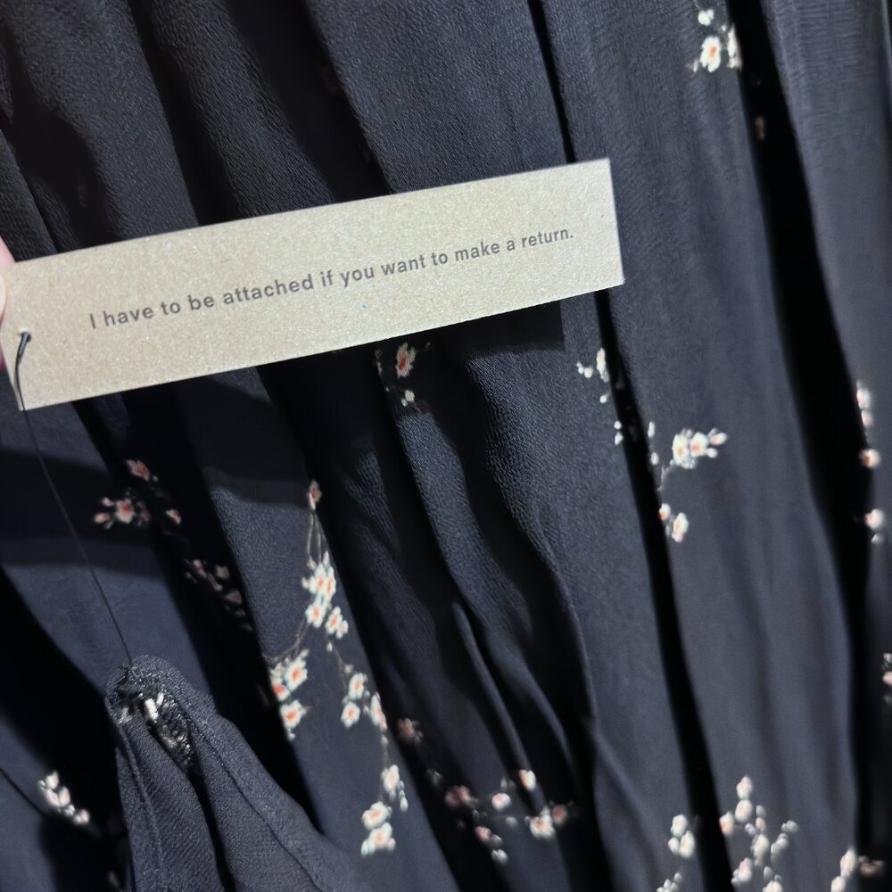 NWT Reformation Black Floral Open Back Gown Size 6 Long Sleeve - Picture 7 of 10